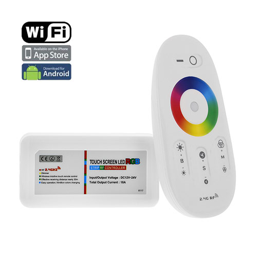 DC12/24V Max 24A 6A4CH, LED RGBW Controller With WIFI Hub 2.4GHz RF Touch Color Remote For RGBW LED Light Strips